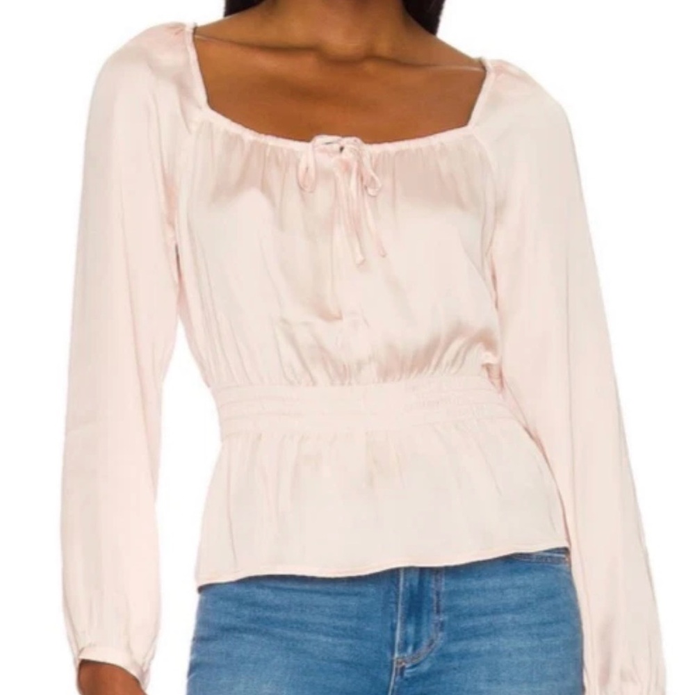Paige Odalynn blush smocked waist top, small